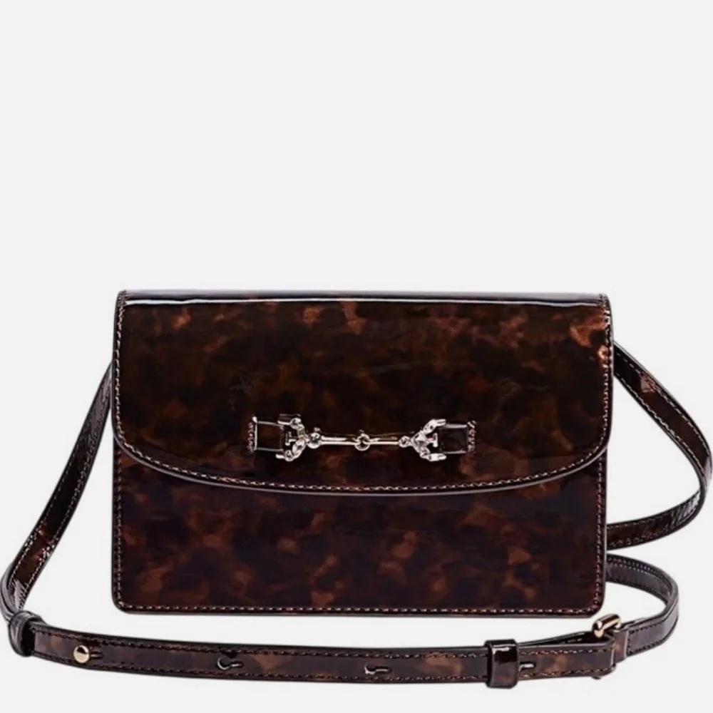 NEW SAM EDLEMAN LORRAINE TORTOISE SMALL LEATHER BOX CROSSBODY SHOULDER BAG NWT!! - Picture 1 of 7